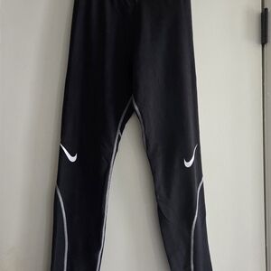Nike Black Leggings with White Swoosh Accents